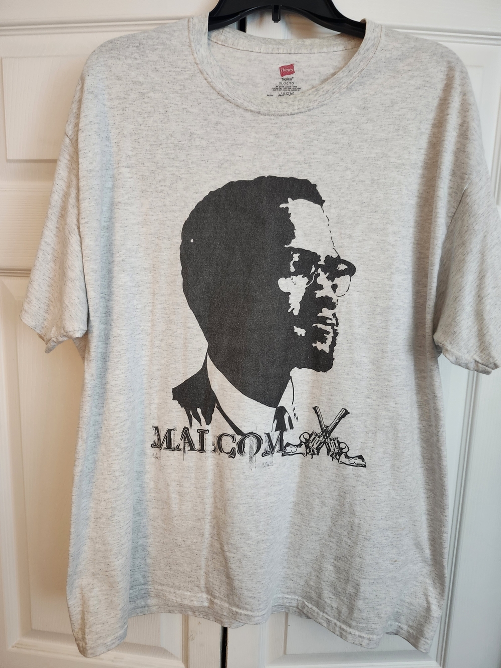 Hanes Light Gray Short-Sleeve Tee with Black Graphic